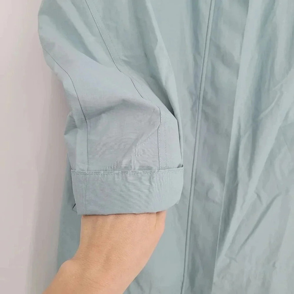 Eileen Fisher Petites Hidden Hood Rain Jacket lightweight blue size Xsmall - Picture 6 of 8